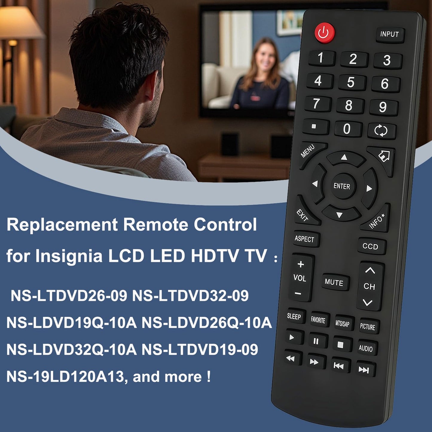Replacement Remote Control Fit for NS-LTDVD26-09 NS-LTDVD32-09 NS-LDVD19Q-10A NS-LDVD26Q-10A NS-LDVD32Q-10A NS-LTDVD19-09 NS-19LD120A13 for Insignia