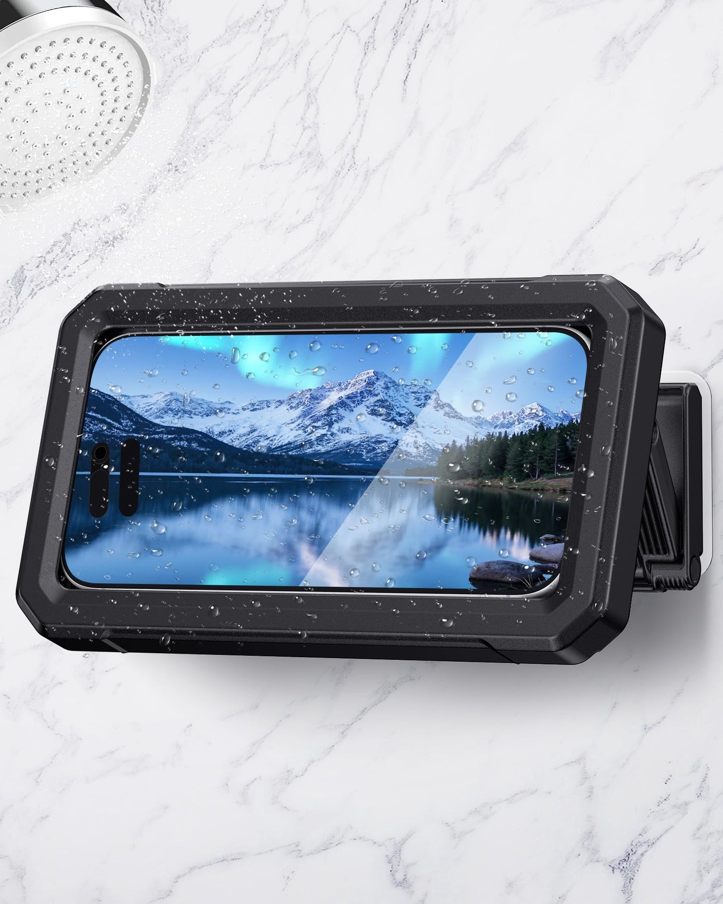 UPRONE Waterproof Phone Holder for Shower- 480° Rotatable Retractable Adjustable Anti Fog iPhone Case for Shower,Bathroom Accessories Wall Mount Phone