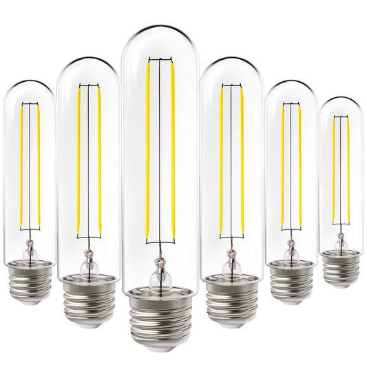 Sunco 6 Pack Dusk to Dawn T10 LED Bulb, 5W=40W, Edison Tubular Light