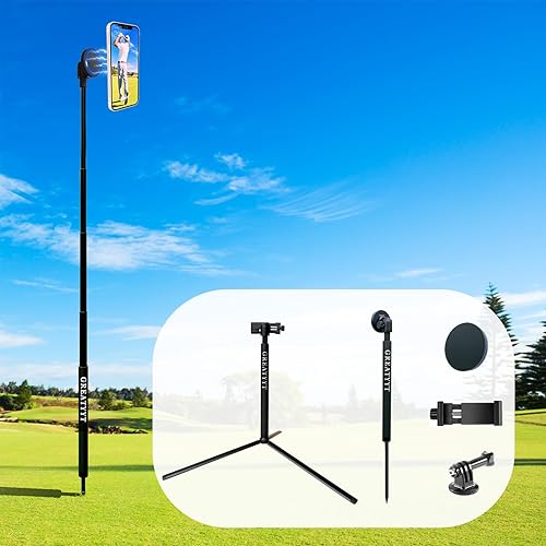 GreatYYT Monopod and Tripod Selfie Stick to Record Golf Swing - Multi Functional Phone Holder with Magnetic and Phone Holder - Golf Training Aid