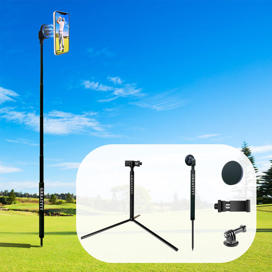 GreatYYT Monopod and Tripod Selfie Stick to Record Golf Swing - Multi Functional Phone Holder with Magnetic and Phone Holder - Golf Training Aid