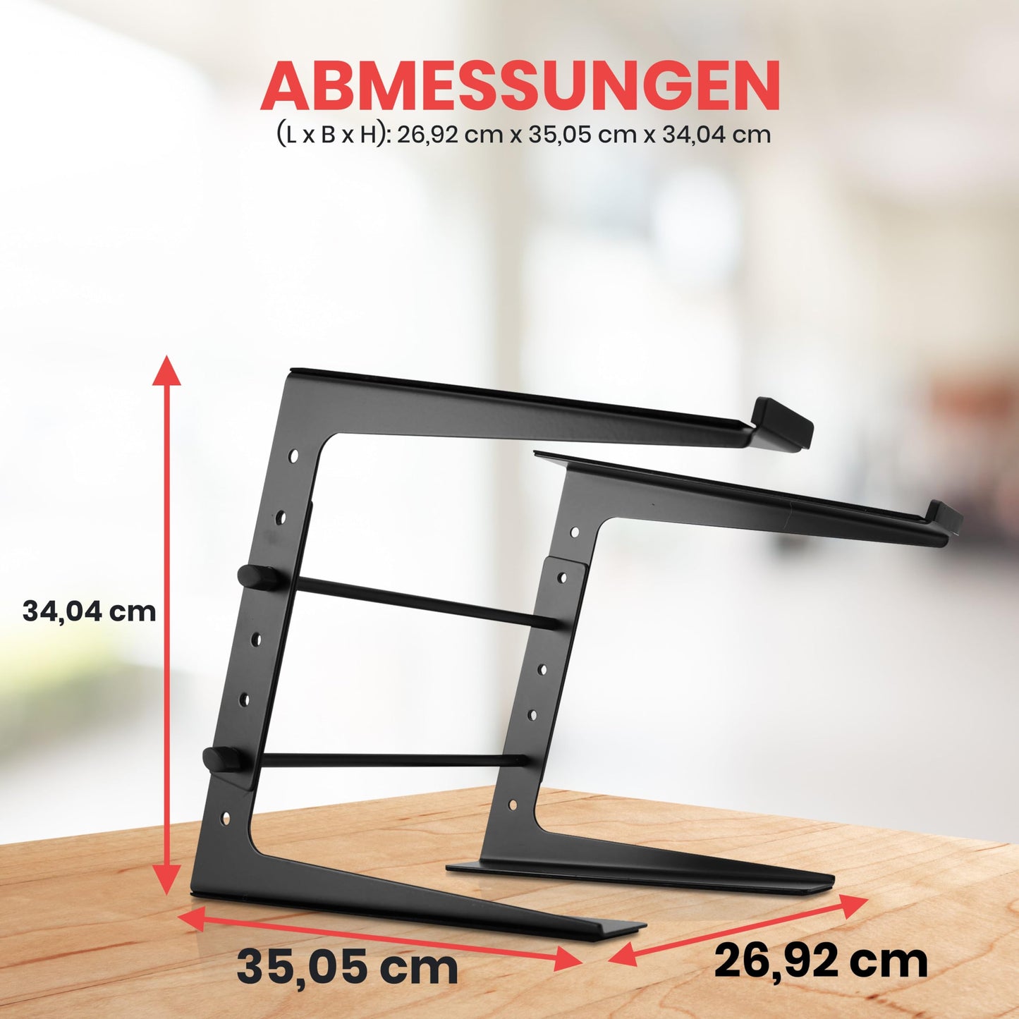 Pyle Portable Adjustable Laptop Stand - 6.3 to 10.9 Inch Anti-Slip Standing Table Monitor or Computer Desk Workstation Riser with Level Height