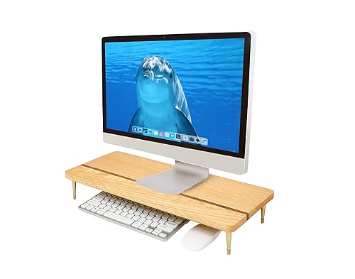 Monitor Stand Wood Riser for iMac Laptop Computer Monitor - A Sturdy Computer Stand to Elevate Your Screen and Reduce Eye Strain and Maintain Body