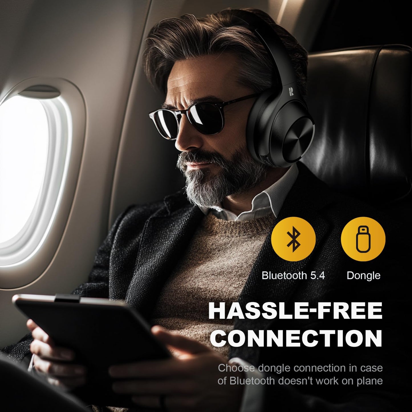Calmbee Hybrid Active Noise Cancelling Headphones, Bluetooth 5.4 Headphones Wireless Over Ear with Mic for Clear Calls, Hi-Res Audio, 90H Playtime…
