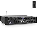 Pyle Home Audio Amplifier with Bluetooth - 6 Channel 600 Watt Peak Power, Karaoke with Echo, 2 Mic Input with Talkover, Headphone In, USB A MP3 Player