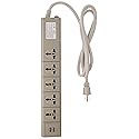 Multi-outlet Universal Power Strip with 2 USB Ports and 5-Outlets 110 Volt to 250 Volt Surge Protector, 3750 Watts 15 Amp, Worldwide Use with USA Plug