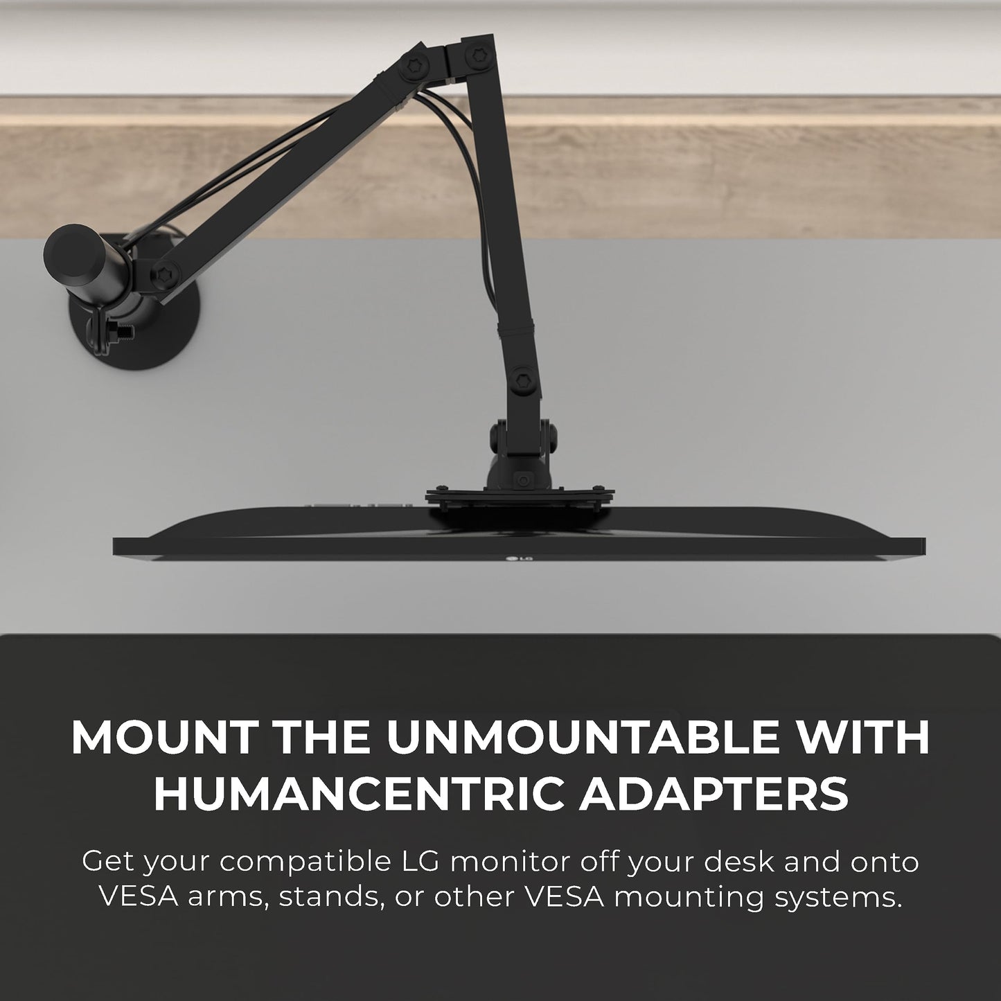 HumanCentric VESA Mount Adapter Compatible with LG Monitors 24MP58VQ, 24MP58VQ-P, 24MP59HT, 24MP59HT-P, and 24MP60VQ, Mounts Monitor to VESA Stand
