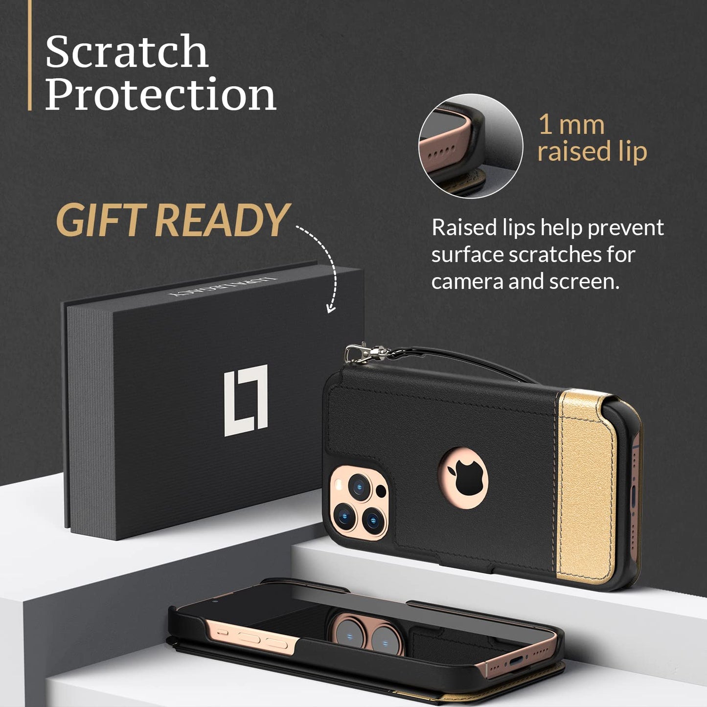 Compatible With iPhone 12 Wallet case for Women & Men - 12 Pro case with Card Holder [Slim and Durable] Faux Leather - Flip Cell Phone case, Folio