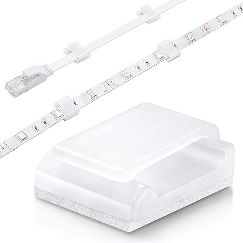 Cable Tidy Management Self Adhesive Cable Clips,100Pack Clamps Fix Led Light Clips (for 10mm(3/8") Wide Strip Light)