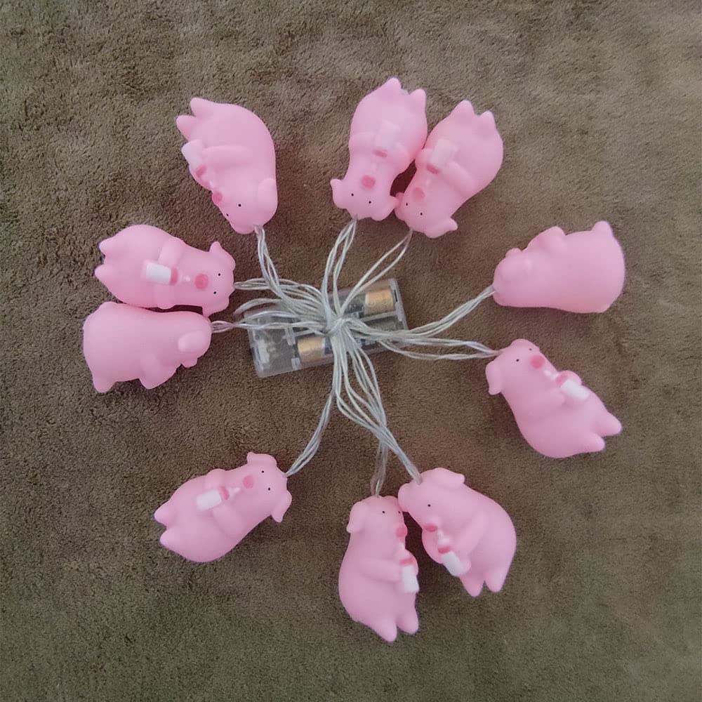 Penfly 10LEDs Decorative Animal Shape Night Mood Light Romantic Lamp for Home Indoor Bedroom Party Festival Kids Room Décor (Pig Style 1)