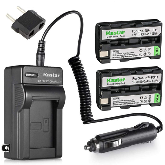 Kastar 2X Battery + Charger for Sony NP-FS11 NP-F10 NP-FS10 NP-FS12 FS31 DCD-CR1 CCD-CR5 DCR-PC1 DCR-PC2 DCR-PC3 DCR-PC4 DCR-PC5 DCR-TRV1VE Cybershot