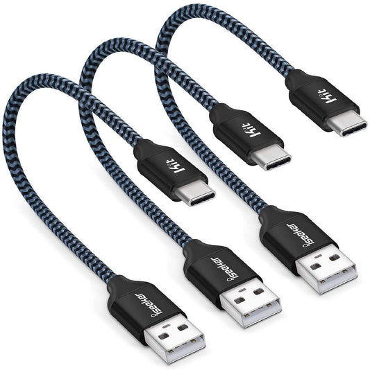 iSeekerKit USB Type C Cable, Short USB C Cable 1ft Braided Fast Charger Cord Compatible Samsung Galaxy S8 Plus, LG G6 G5, Google Pixel XL, Switch