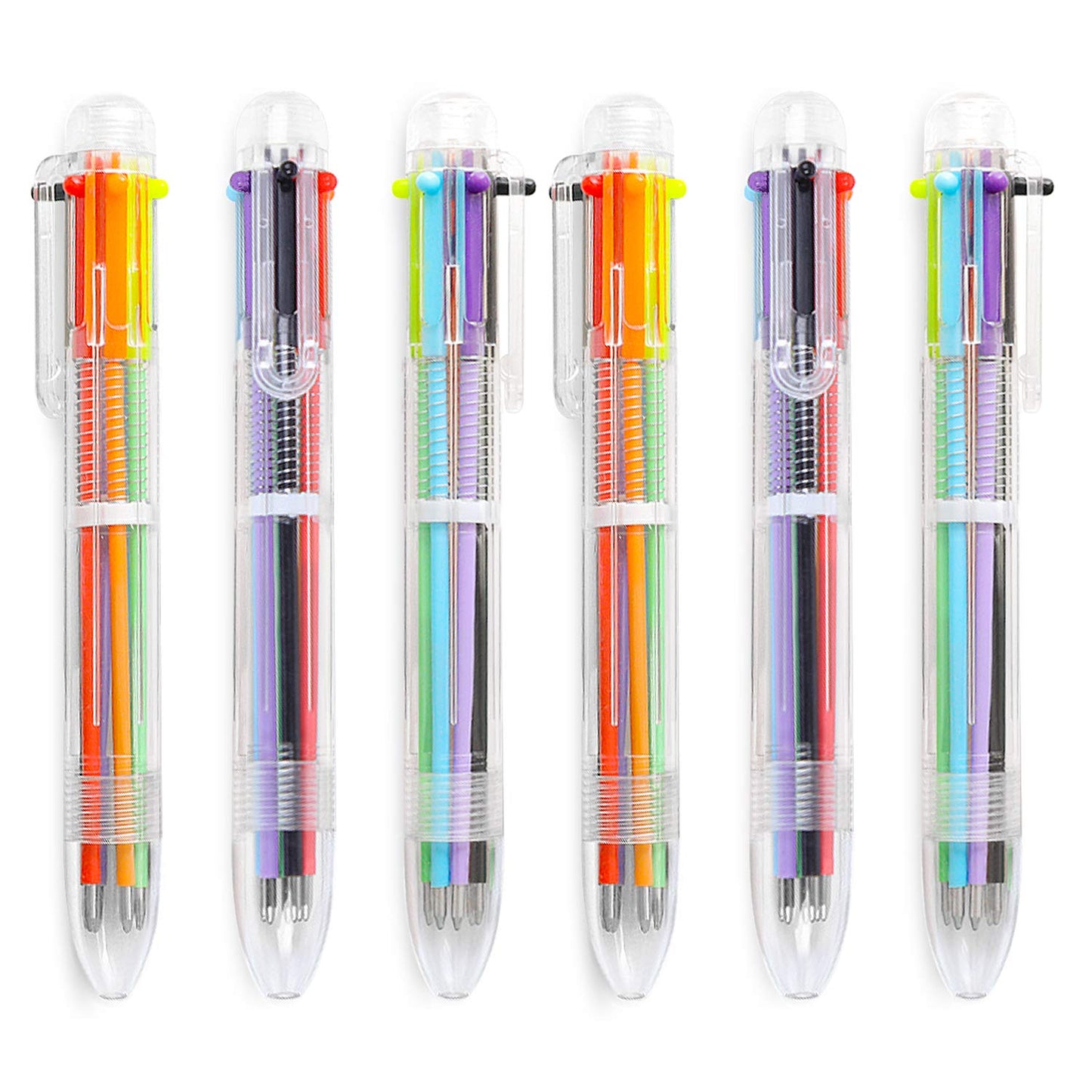 Hutou 6 Pack 0.5mm 6-in-1 Multicolor Ballpoint Pens, Kids Party Favors Pen