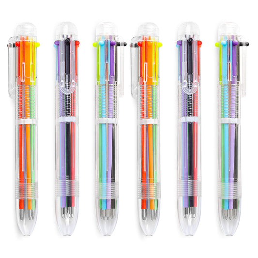 Hutou 6 Pack 0.5mm 6-in-1 Multicolor Ballpoint Pens, Kids Party Favors Pen