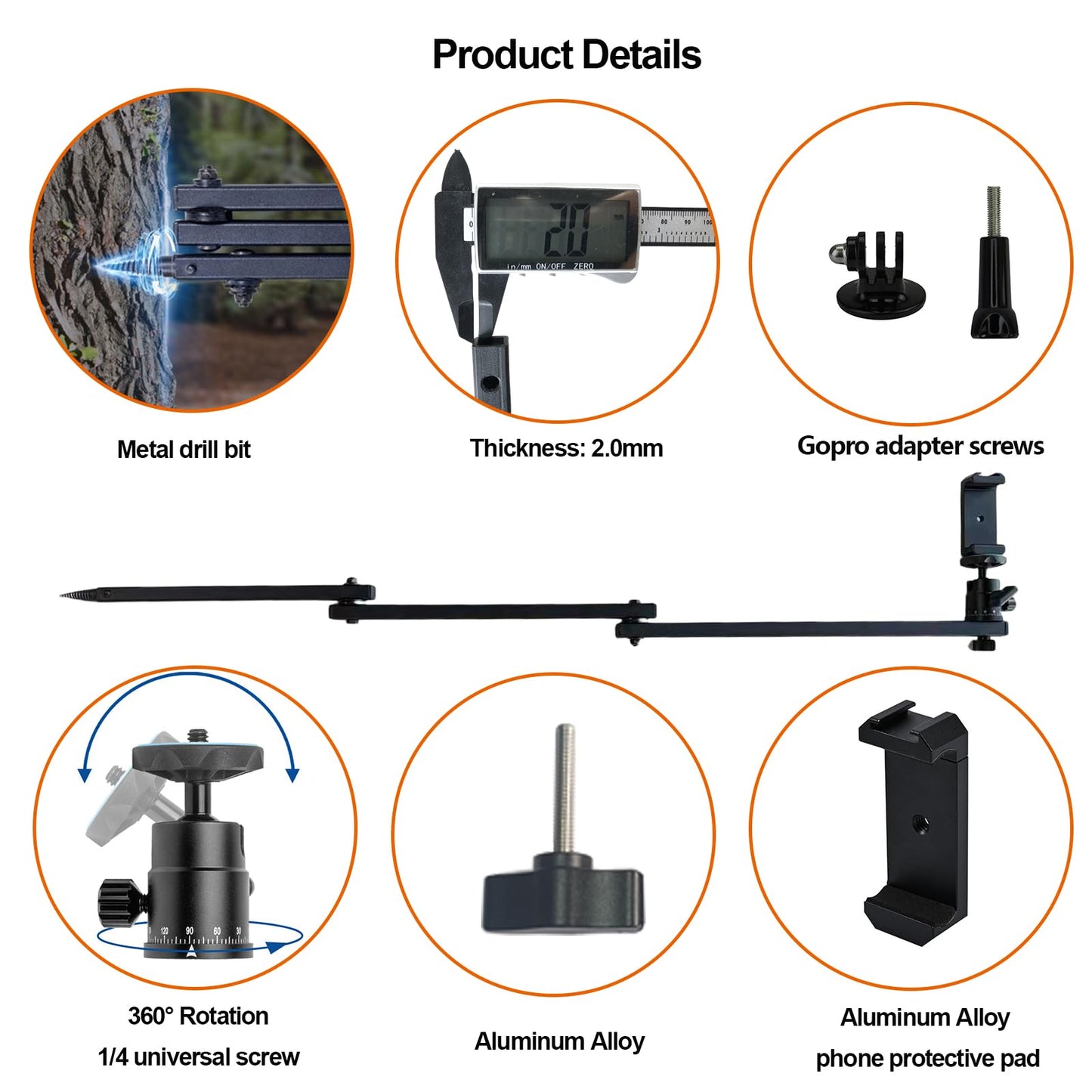 Tree Stand Phone Mount for Hunting,Camera Arm for Hunting,Treestand Phone Holder for Self Filming Hunts, Compatible Gopro,Trail Camera, iPhone, Mevo