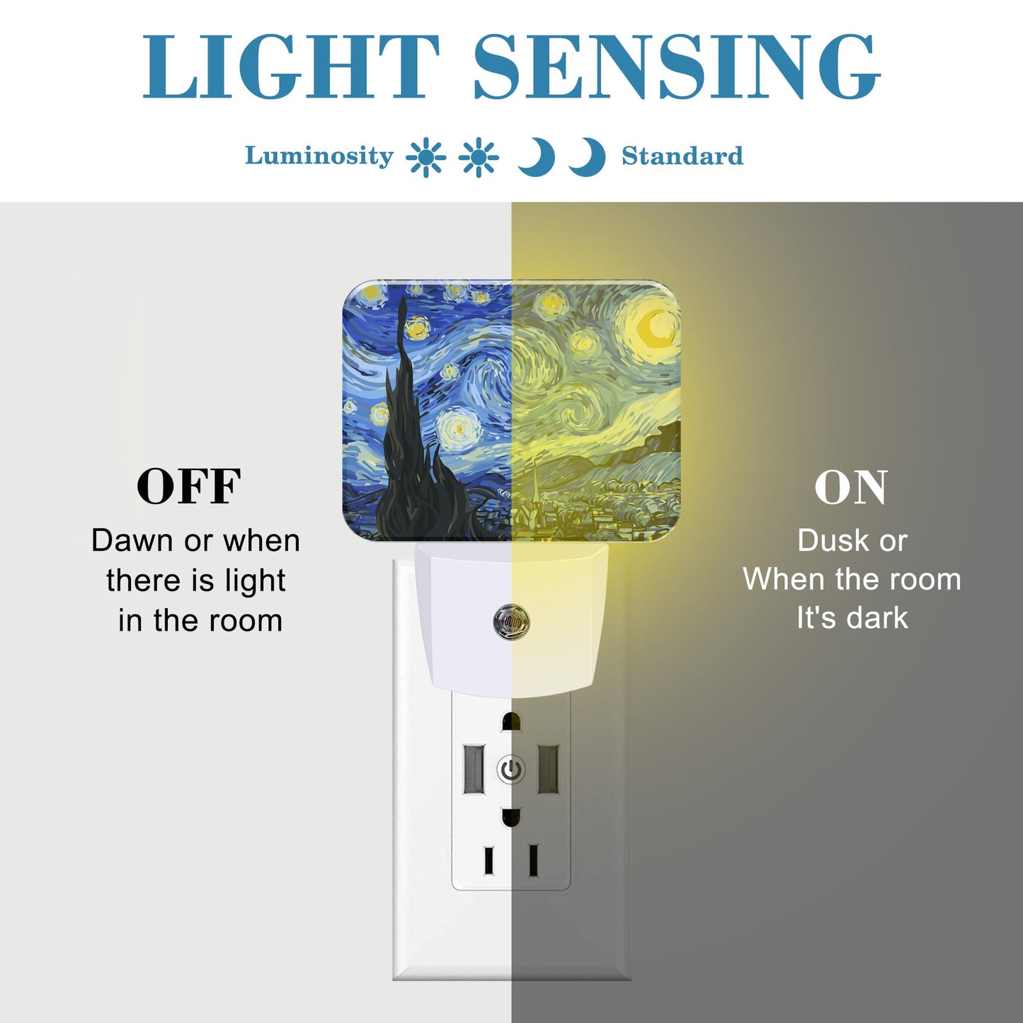 Uiaoiais Starry Sky Abstract Painting Plug in Night Lights, Starry Sky Nightlight Plug Into Wall Dusk to Dawn Sensor for Kid Girls Boys Women Men