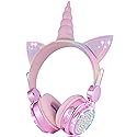 KORABA Kids Wireless Headphones for Girls Children Teens, LED Light Up Bluetooth Unicorn Headphones with Microphone for School/Xmas/Online…