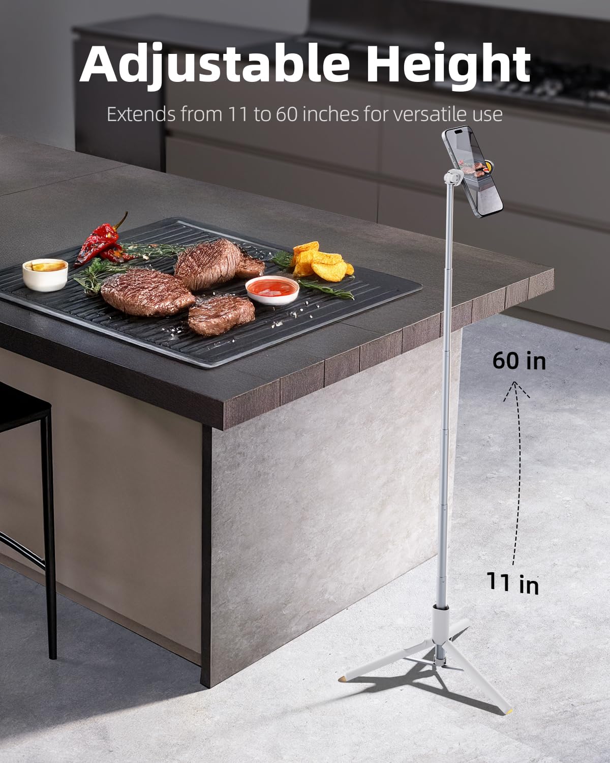 TODI Selfie Stick Tripod for iPhone, 60" Lightweight Phone Tripod Stand with Wireless Remote, Extendable Selfie Stick for Android, All-in-1