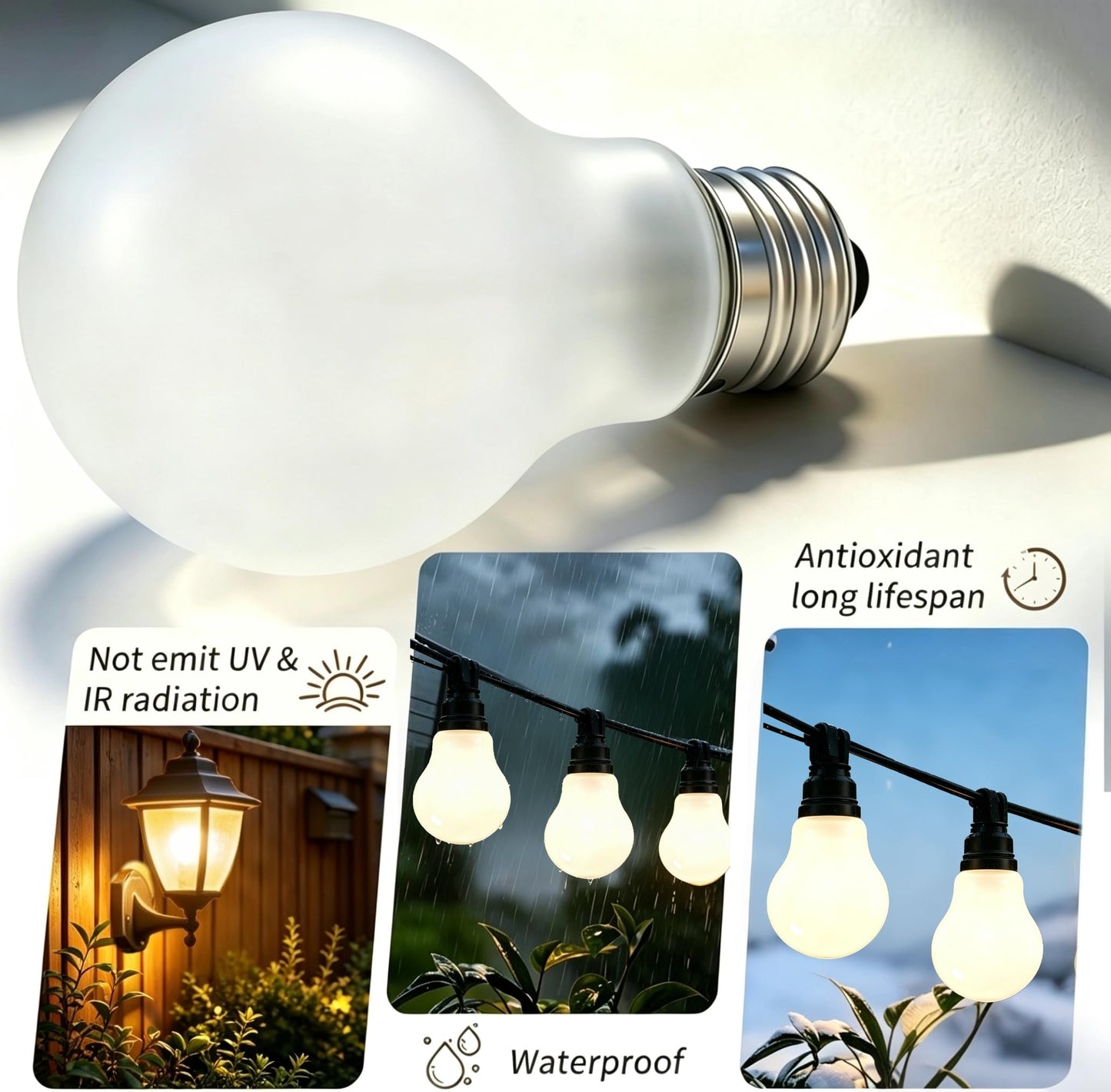IWOPAN 60 Watt Incandescent Light Bulbs, Dimmable, 60W Equivalent, A19 Light Bulbs, E26 Base, for Ceiling Fan Light, Pendant Light, Table Lamp