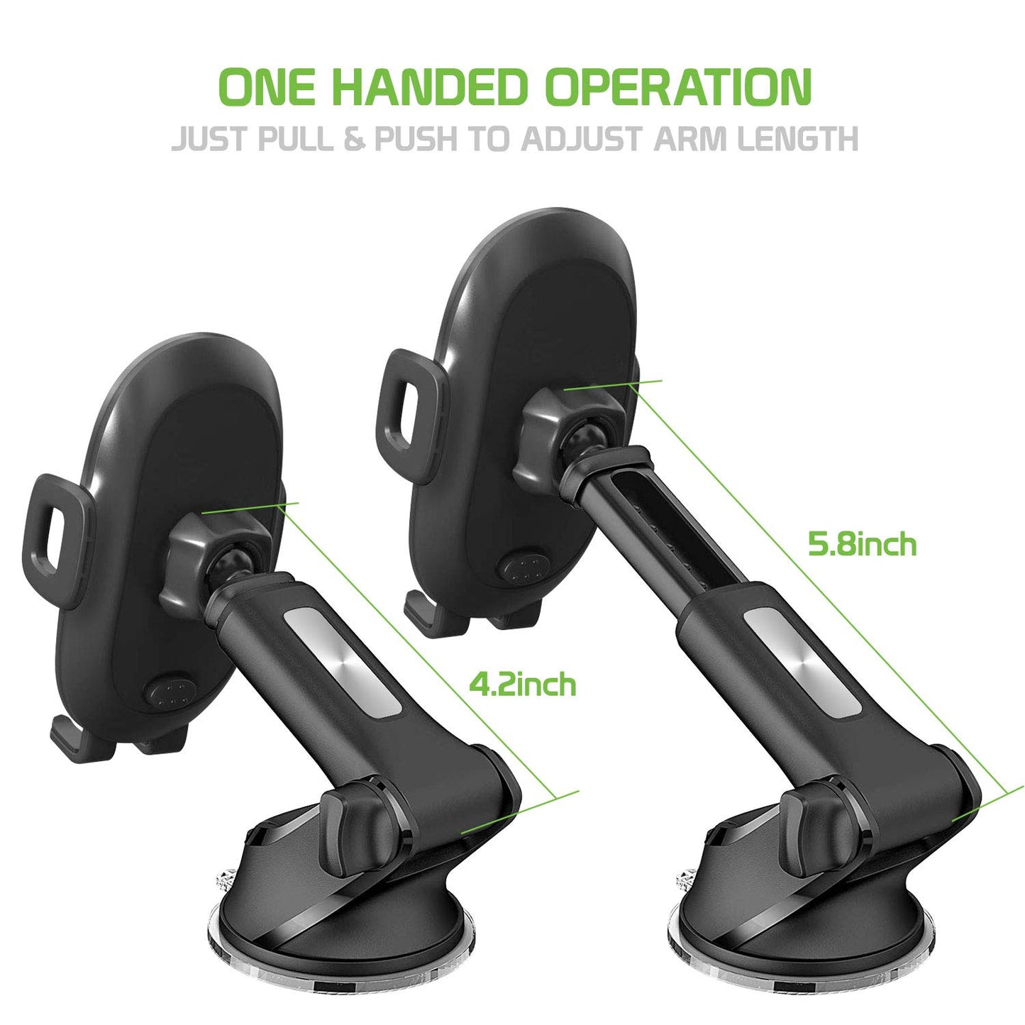 Cellet Dashboard/Windshield Phone Mount with Telescoping Arm - Adjustable Suction Holder, 360° Rotation, One-Touch Release - Fits iPhone 16/15/14 Pro