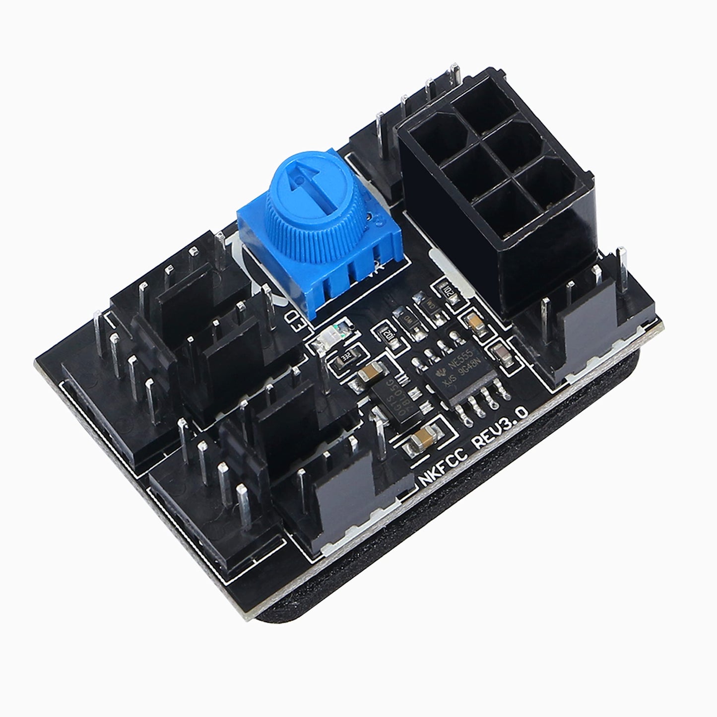 MEIRIYFA 4 Pin Fan Adapter PWM PC Chassis Cooling Fan Hub 8 Way Splitter DC12V Speed Controller with 6 Pin Power Port,Chassis Fan Pressure Regulating