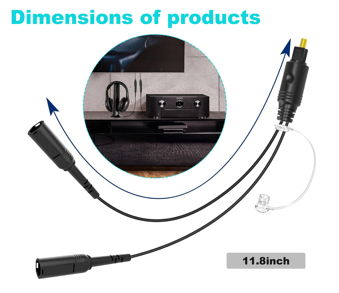 ZMMFTFLY Digital Audio Cable, 1 Male Input and 2 Female outputs, 1 Foot, Digital Optical Audio Cable, Suitable for Home theaters and televisions.