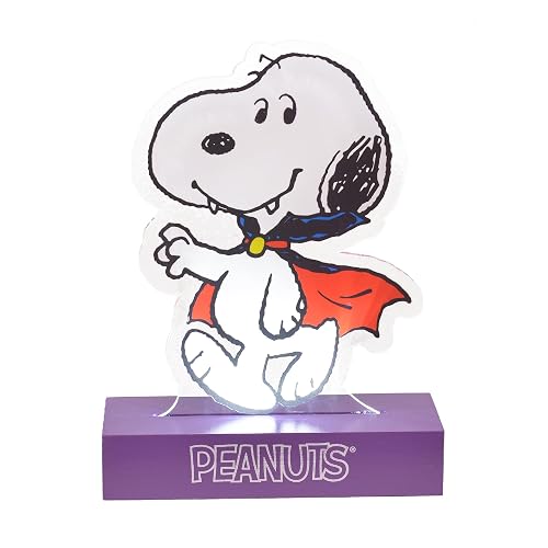 Mark Feldstein, Peanuts Dracula Snoopy LED Illuminated Halloween Tabletop Light Figurine, 6 Inch