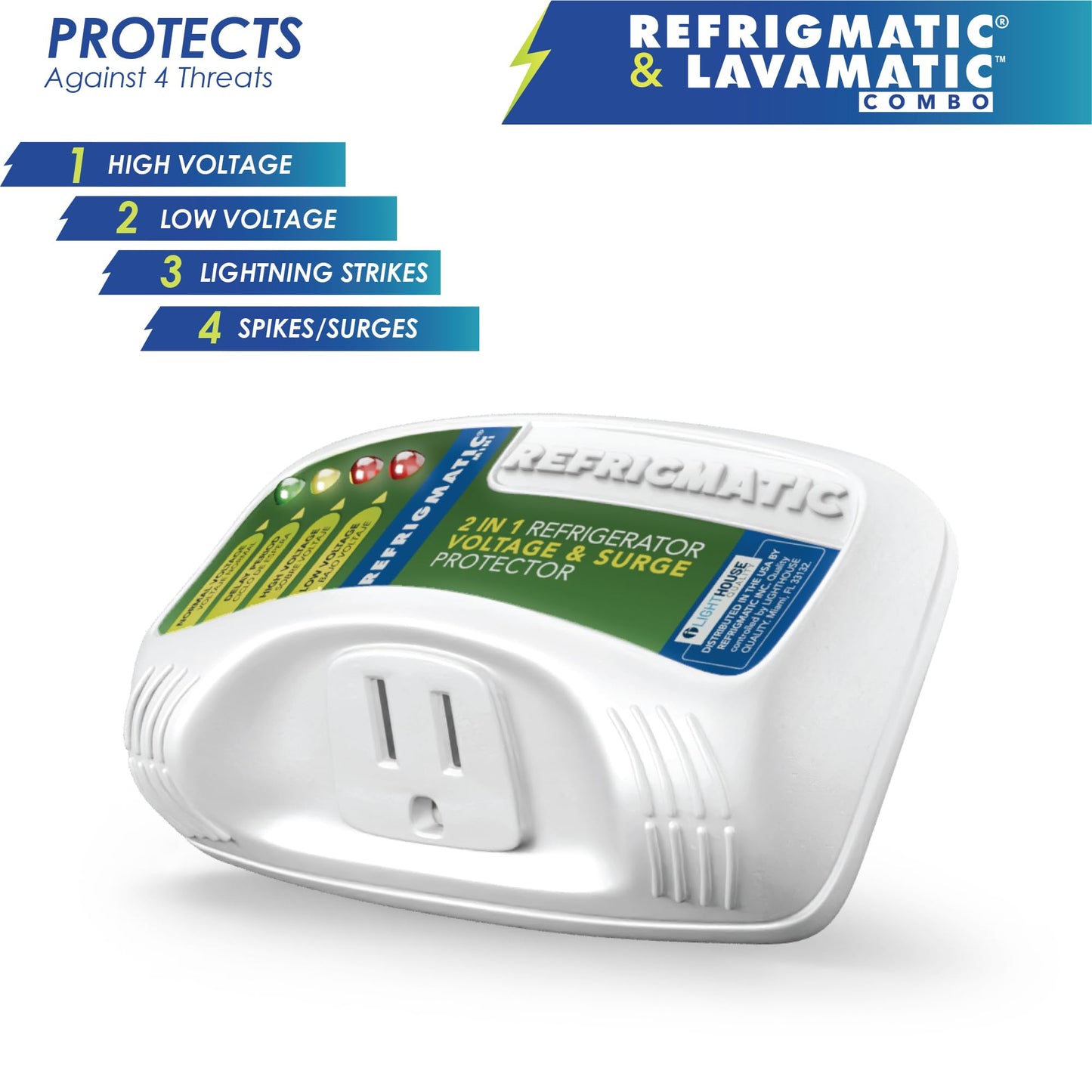 Two Electronic Voltage & Surge Protector Combo - Protect your Refrigerator and Washing Machine Against High and Low Voltage, Brownouts and Spikes