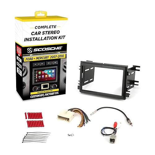 Scosche ICFD6BN Double DIN Radio Installation Dash Kit Compatible with Select 2007-2010 Ford and Mercury Vehicles - Complete Basic Aftermarket Car