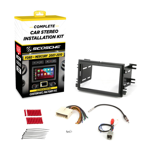 Scosche ICFD6BN Double DIN Radio Installation Dash Kit Compatible with Select 2007-2010 Ford and Mercury Vehicles - Complete Basic Aftermarket Car