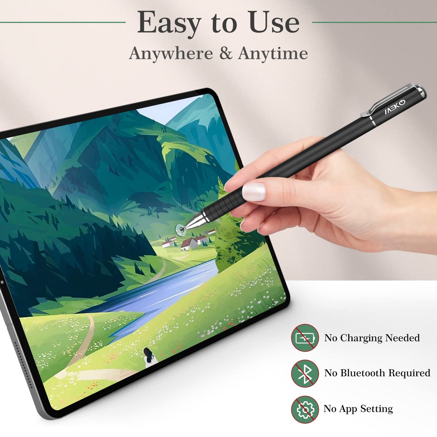 MEKO(2 Pcs) [2 in 1 Precision Series] Disc Stylus/Styli for All Touch Screen Devices Bundle with 4 Replaceable Disc Tips, 2 Replaceable Fiber Tips