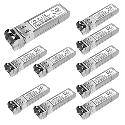 10Pack 10G SFP+ LC Module, 10GBase-SR Multi-Mode Ethernet Transceiver, 850nm MMF up to 400m - Compatible with Cisco, Meraki, Ubiquiti, Mikrotik