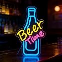 Neonawall Beer Time Neon Sign - LED Bar Decor 9.1x15 Inches Dimmable USB Wall Art - Pub, Man Cave, Game Room Lighting for Home & Commercial Use