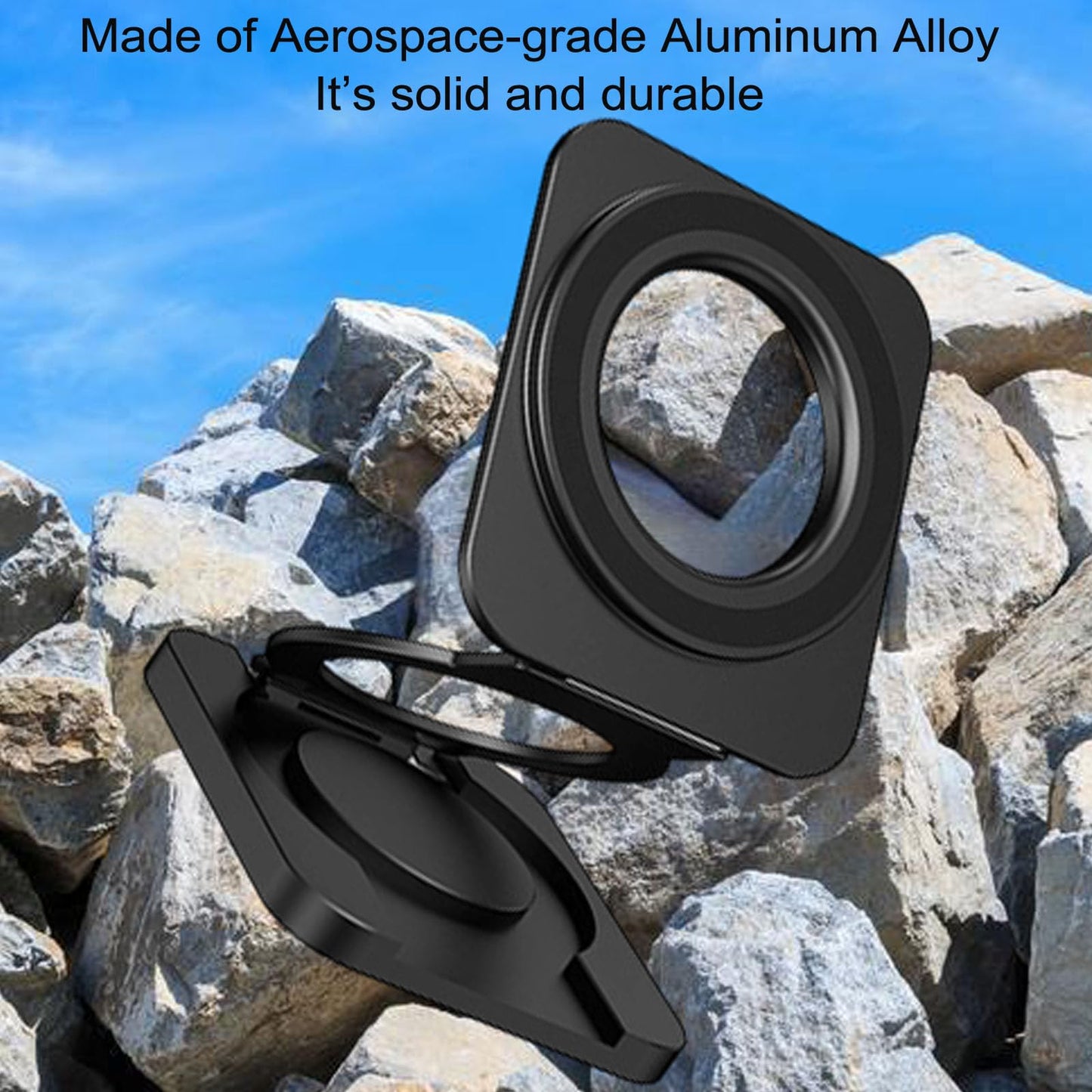 Square Magnetic Phone Holder Stand for MagSafe iPhone 17/16/15/14/13/12 Series, Foldable Phone Adapter Stand Ring Holder for Gym Car Desk Phone Grip