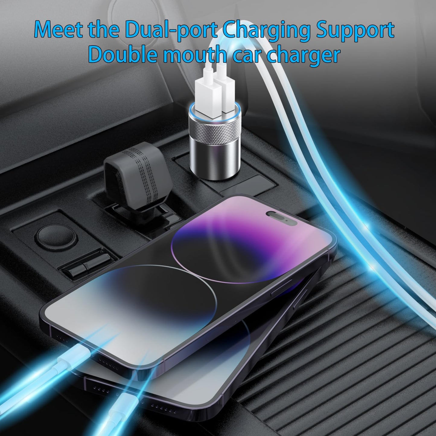 [Apple MFi Certified] iPhone Fast Car Charger, Dual USB A Rapid Car Charger with 2x3Ft Lightning Cable Cord Compatible for iPhone 14/13/12/11/Pro