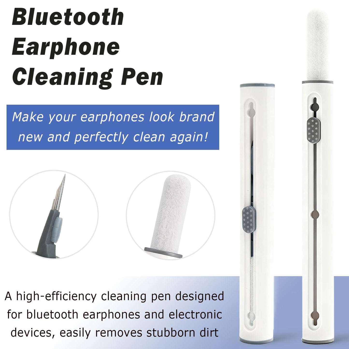 Brvlsoc 4-Piece Earbud Cleaning Kit for AirPods Pro 1/2/3 - Multi-Function Cleaning Pen with Flocking Sponge, Brush & Metal Tip for Bluetooth Headsets