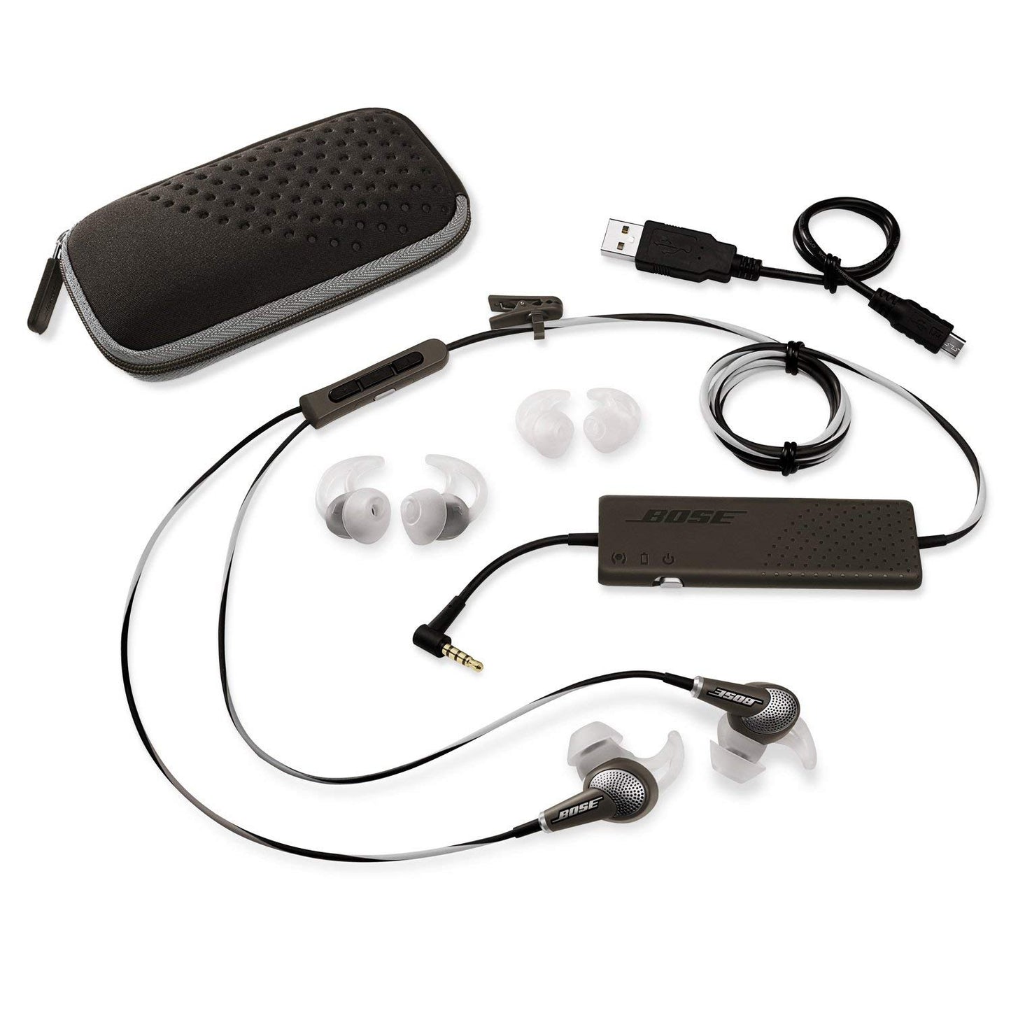 Bose QuietComfort 20i Acoustic Noise Cancelling Headphones, Black/White (Renewed)