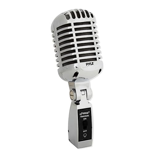 Pyle Classic Retro Dynamic Vocal Microphone - Old Vintage Style Metal Unidirectional Cardioid Mic with XLR Cable - Universal Stand Adapter - Live