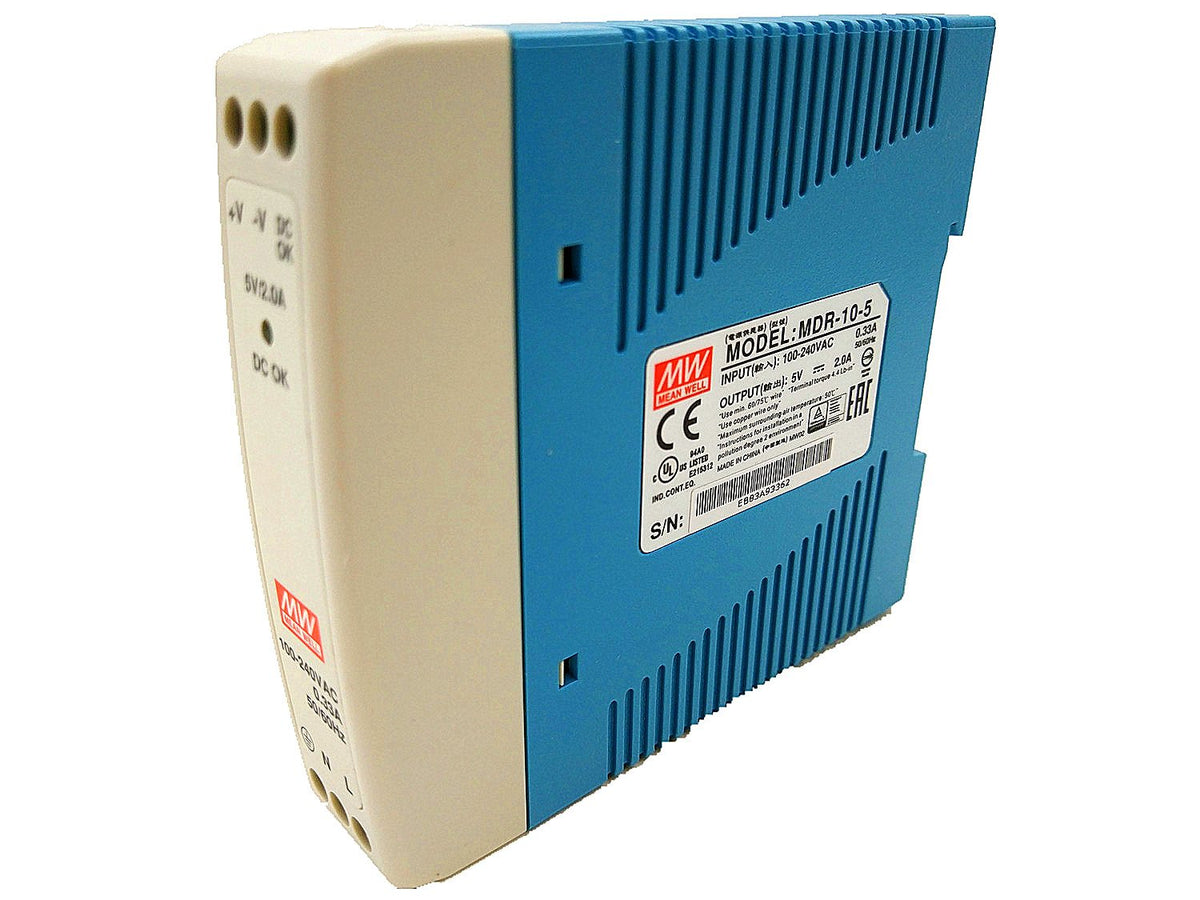 Mean Well Original MDR-10-5 Single Output Industrial DIN Rail Power Supply 5V 2A 10W