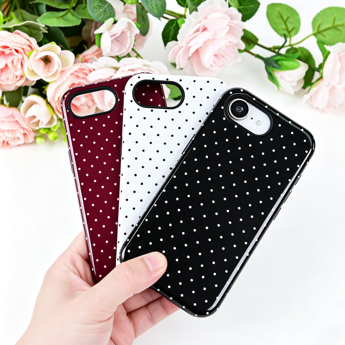 DuiDuiQ Polka Dot Pattern Phone Case for iPhone 16e/17e 6.1", White