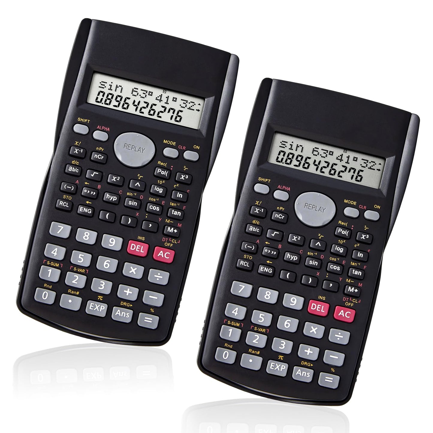 Scientific Calculator 2 Pack,2-Line Clear Display 240 Functions Basic Calculator AAA Battery Operated for Math Algebra Fraction Non Graphing Auto