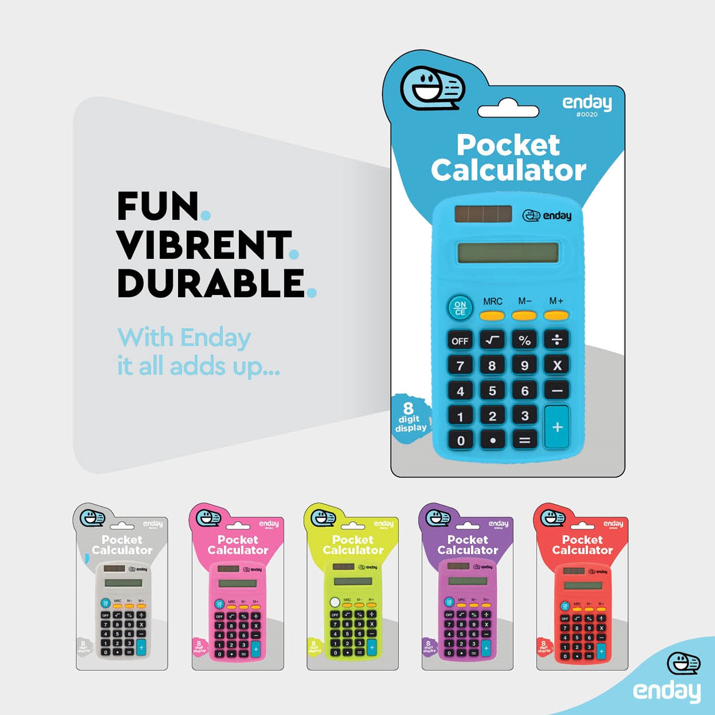 Calculator Blue, Basic Small Solar and Battery Operated, Large Display Four Function, Auto Powered Handheld Calculator School and Kids Available