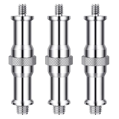 NEEWER Pack of 3 Standard 1/4 to 3/8 Inch Metal Converter Thread Adapter Spigot Stud for Studio Light Stand, Hotshoe/Coldshoe Adapter, Ball Head