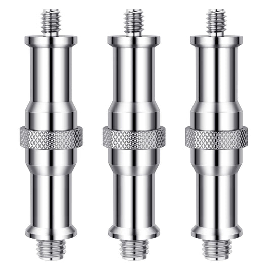 NEEWER Pack of 3 Standard 1/4 to 3/8 Inch Metal Converter Thread Adapter Spigot Stud for Studio Light Stand, Hotshoe/Coldshoe Adapter, Ball Head