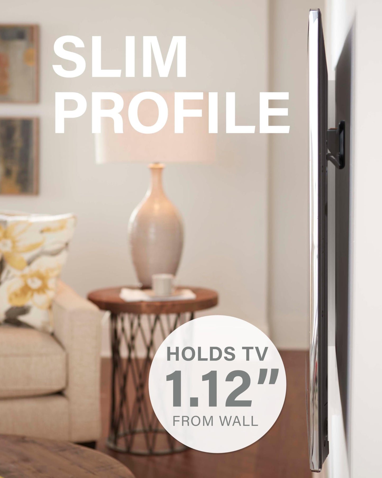 SANUS No Stud TV Wall Mount - Low Profile 22 to 55 inch TV Wall Mount with Easy DIY Install - Includes Built-in Safety Latch, All Hardware & Lateral