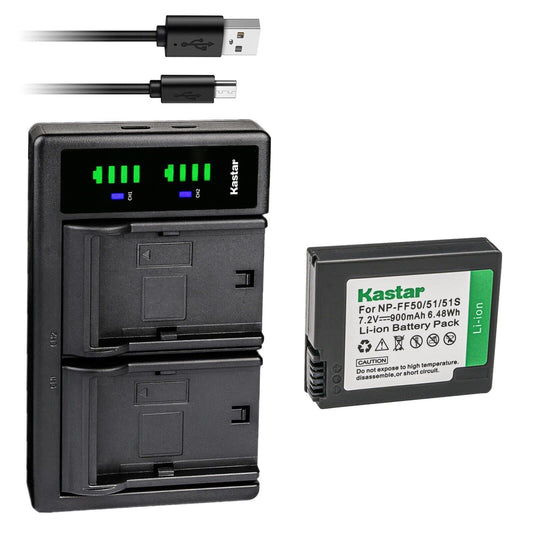 Kastar 1-Pack NP-FF50 Battery and LTD2 USB Charger Compatible with Sony DCR-PC106, DCR-PC106E, DCR-PC107, DCR-PC107E, DCR-IP1, DCR-IP1E, DCR-IP1K