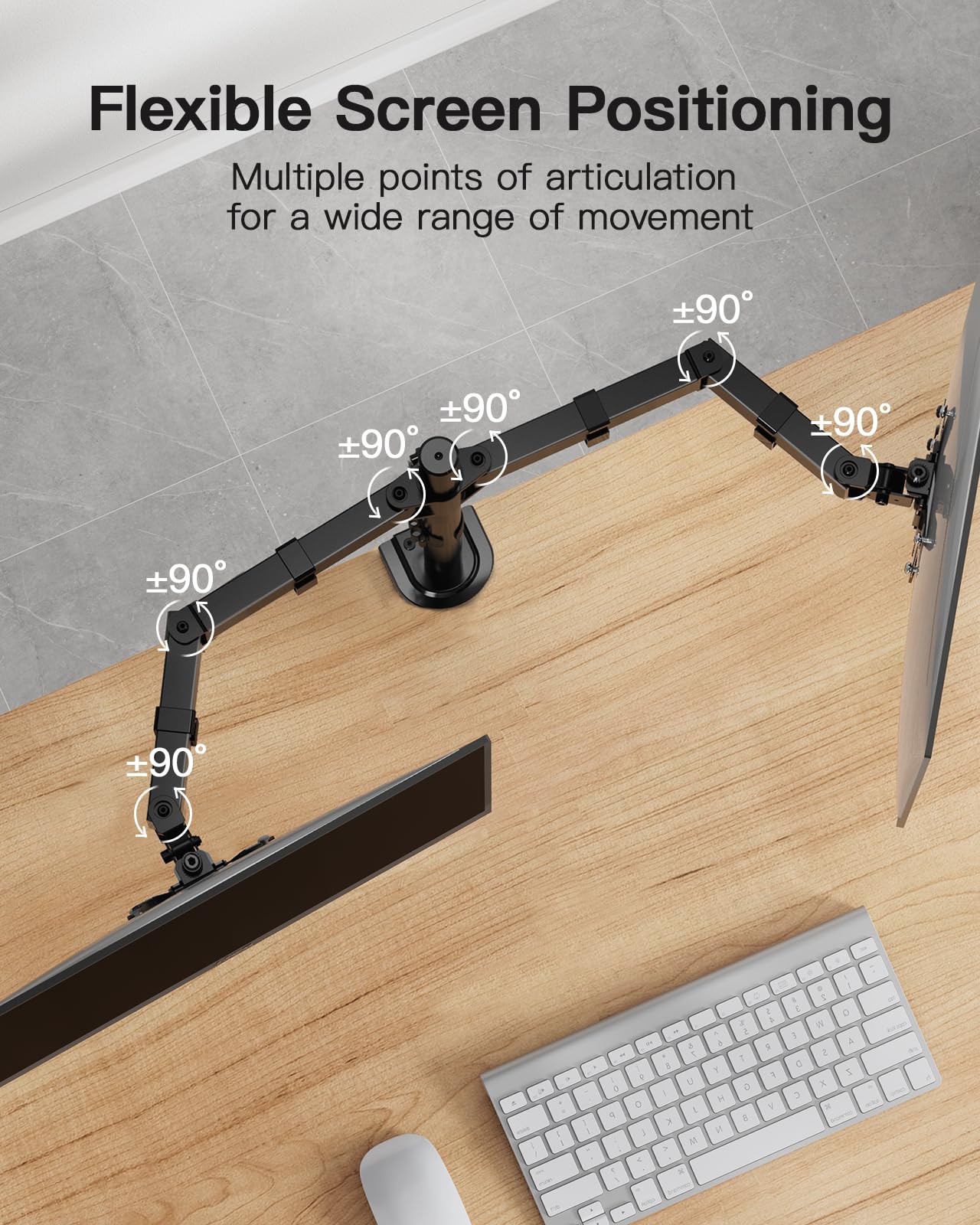 HUANUO Dual Monitor Mount for 2 Monitors up to 32 inches, Heavy Duty Dual Monitor Stand Holds up to17.6lbs, Dual Monitor Arm with Height Adjustable