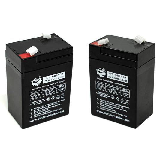 (2 Pack) 6V 4.5AH SLA Sealed Lead Acid Battery UB645 ELB-0604 Battery ELB0604 6V4.5AH for Exit Sign Emergency Light SLA0905 AH 4.0 AMP Hour 120255