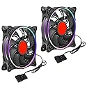 UMLIFE 2PACK DC 12V RGB LED Low Noise PC case Fan 12cm, 12025 DC brushless Fan 120mm with Hydraulic Bearing for Gaming PC Cases, 120mm Silent RGB