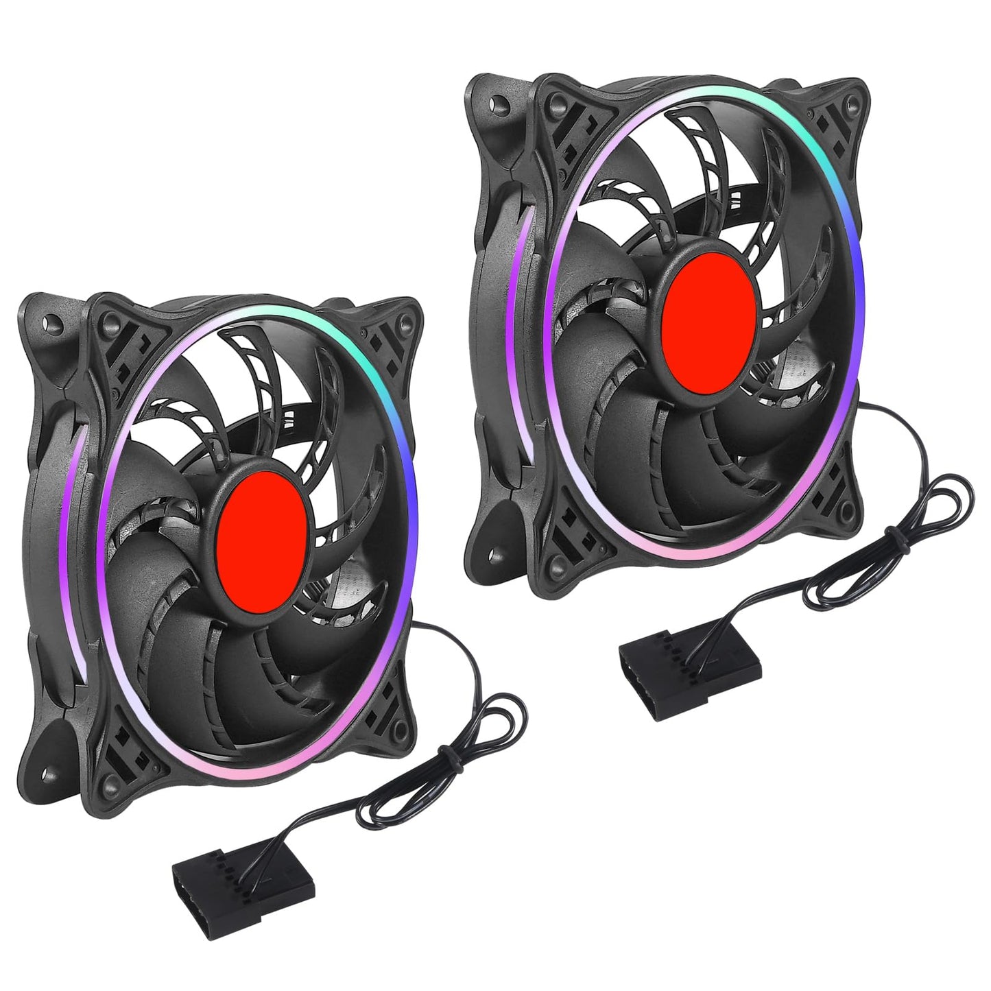 UMLIFE 2PACK DC 12V RGB LED Low Noise PC case Fan 12cm, 12025 DC brushless Fan 120mm with Hydraulic Bearing for Gaming PC Cases, 120mm Silent RGB